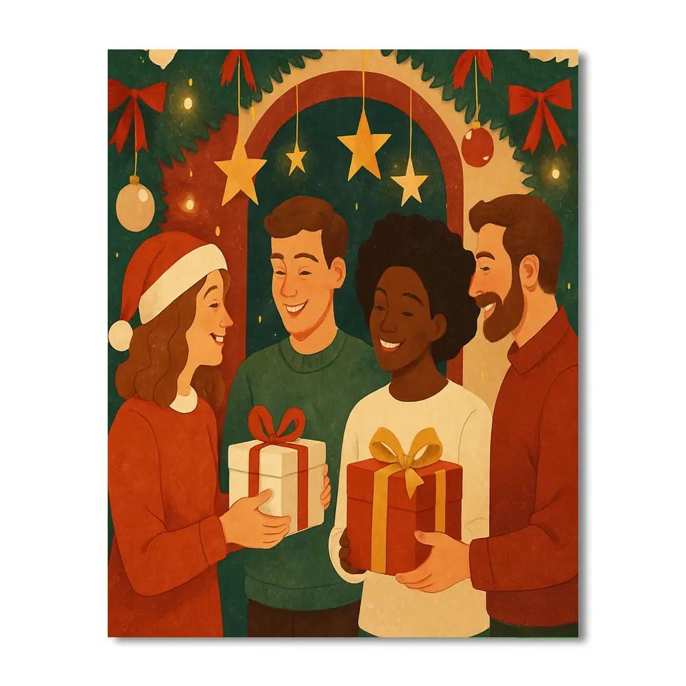 Starlit Gift Exchange Number painting