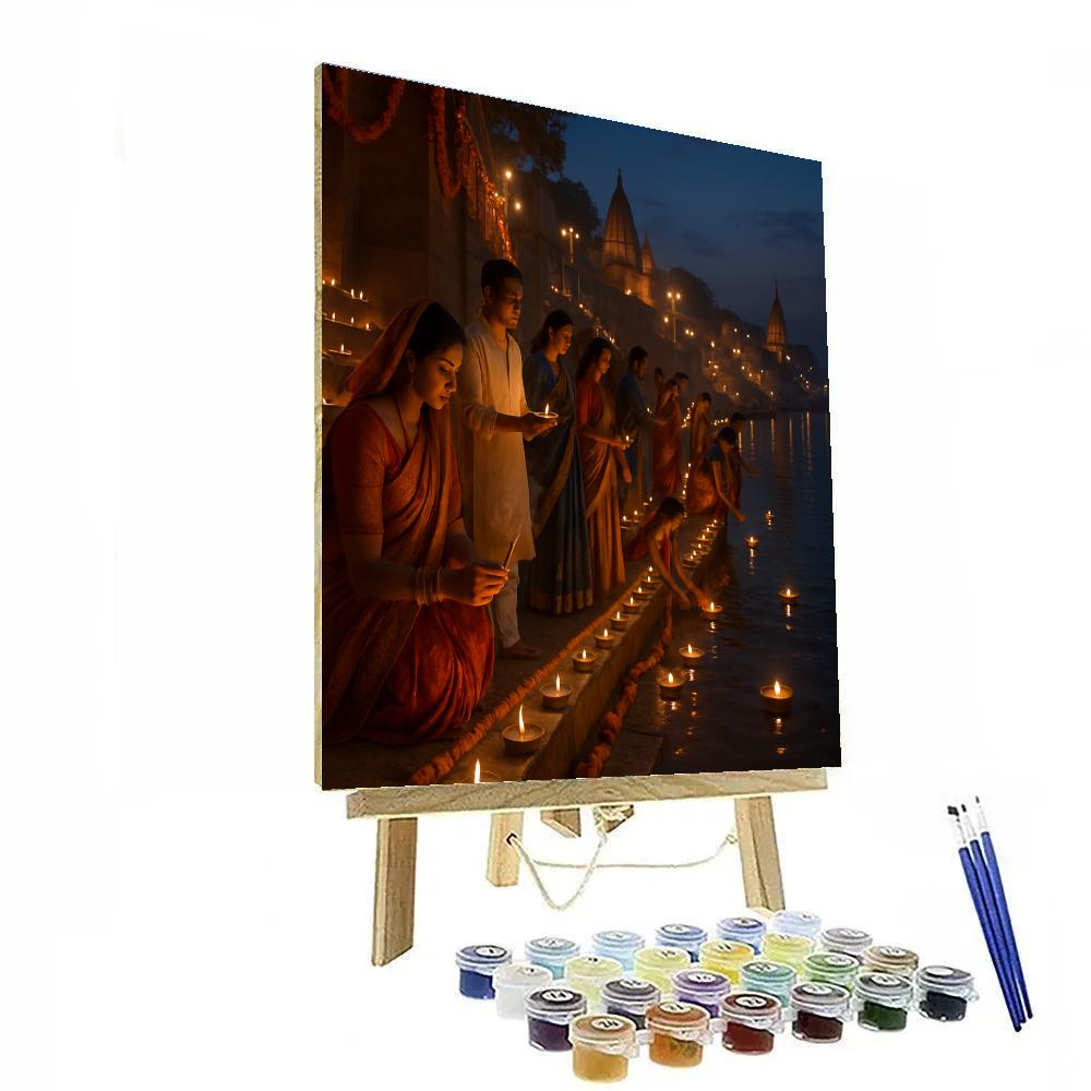 Diwali Night At Varanasi Ghat DIY paint by numbers