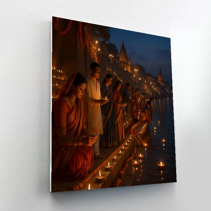 Diwali Night At Varanasi Ghat DIY paint by numbers