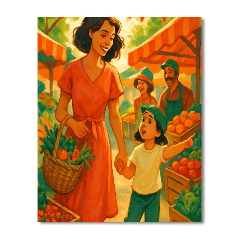 Market Morning Hand Holding Paint by numbers kits