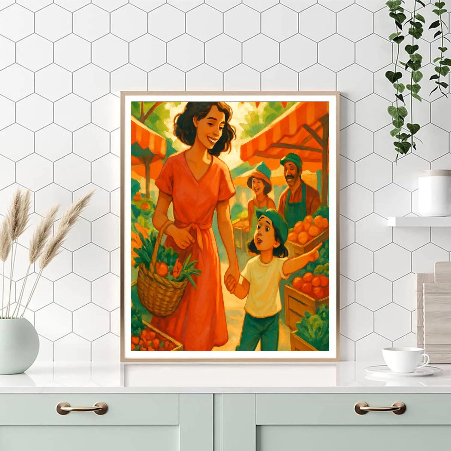 Market Morning Hand Holding Paint by numbers kits