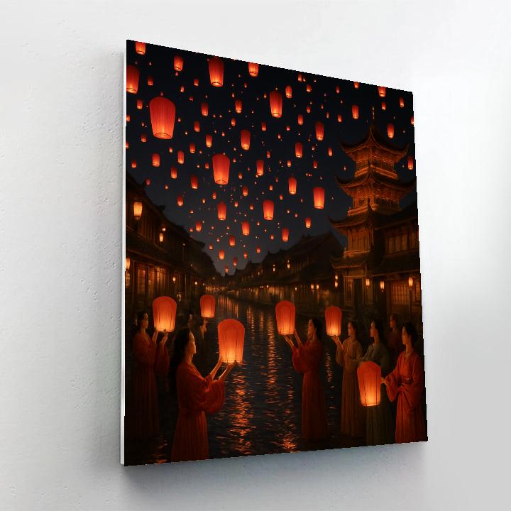 Chinese New Year Lantern Festival At Night paint by color