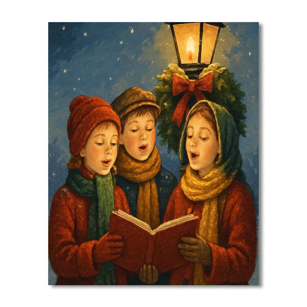 Twilight Wreath Carollers Paint by numbers art