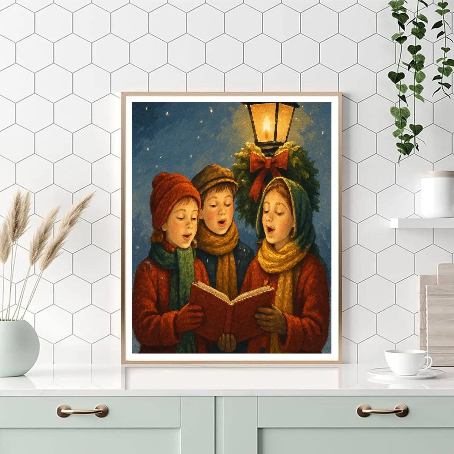 Twilight Wreath Carollers Paint by numbers art