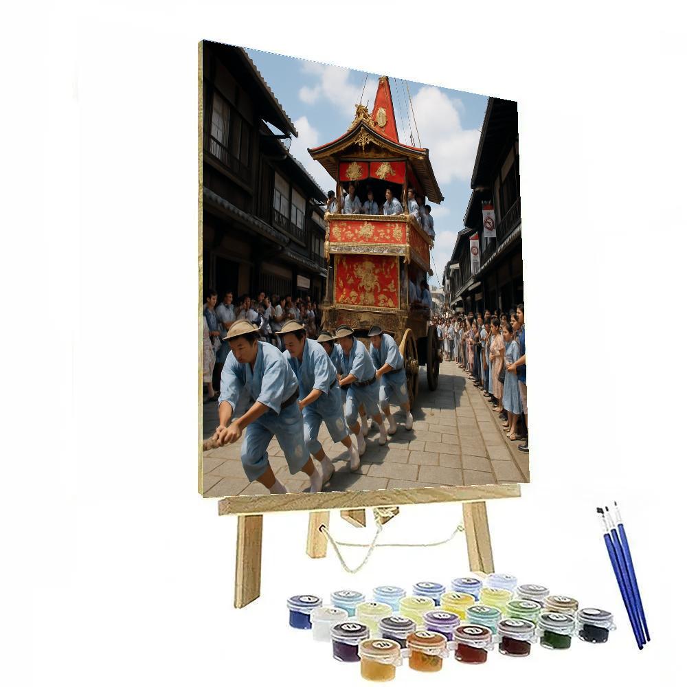 Gion Matsuri Parade In Kyoto Streets Number painting
