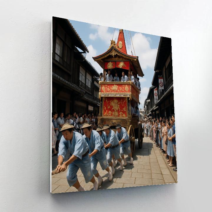 Gion Matsuri Parade In Kyoto Streets Number painting