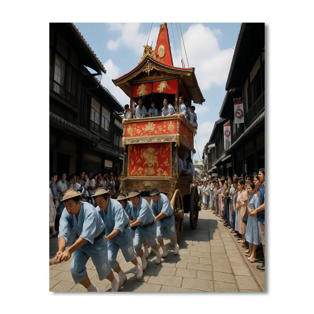 Gion Matsuri Parade In Kyoto Streets Number painting