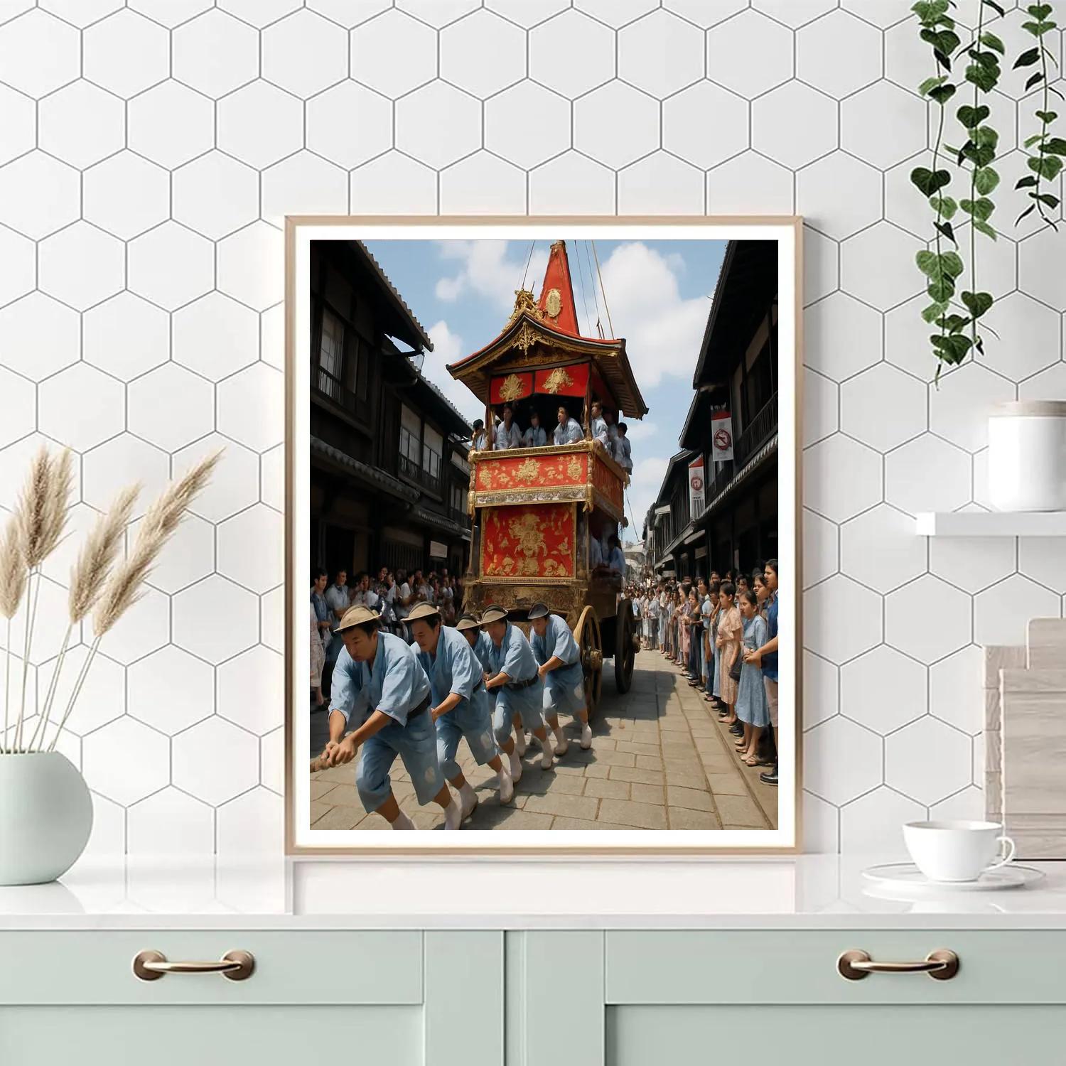 Gion Matsuri Parade In Kyoto Streets Number painting