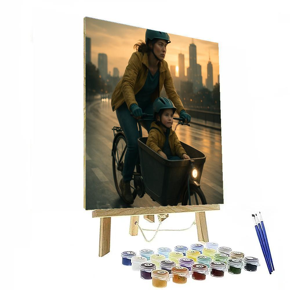 Bike Trailer Sunset Commute Number painting