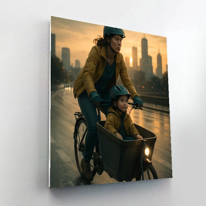 Bike Trailer Sunset Commute Number painting