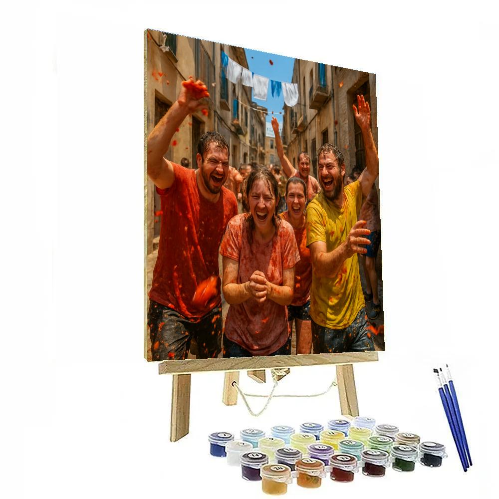 La Tomatina Tomato Fight In Buñol Spain paint by numbers