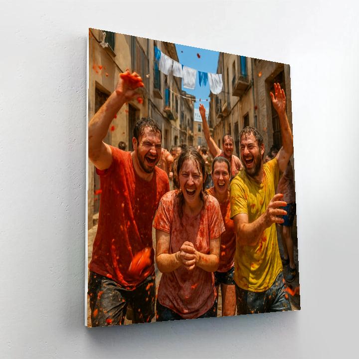 La Tomatina Tomato Fight In Buñol Spain paint by numbers