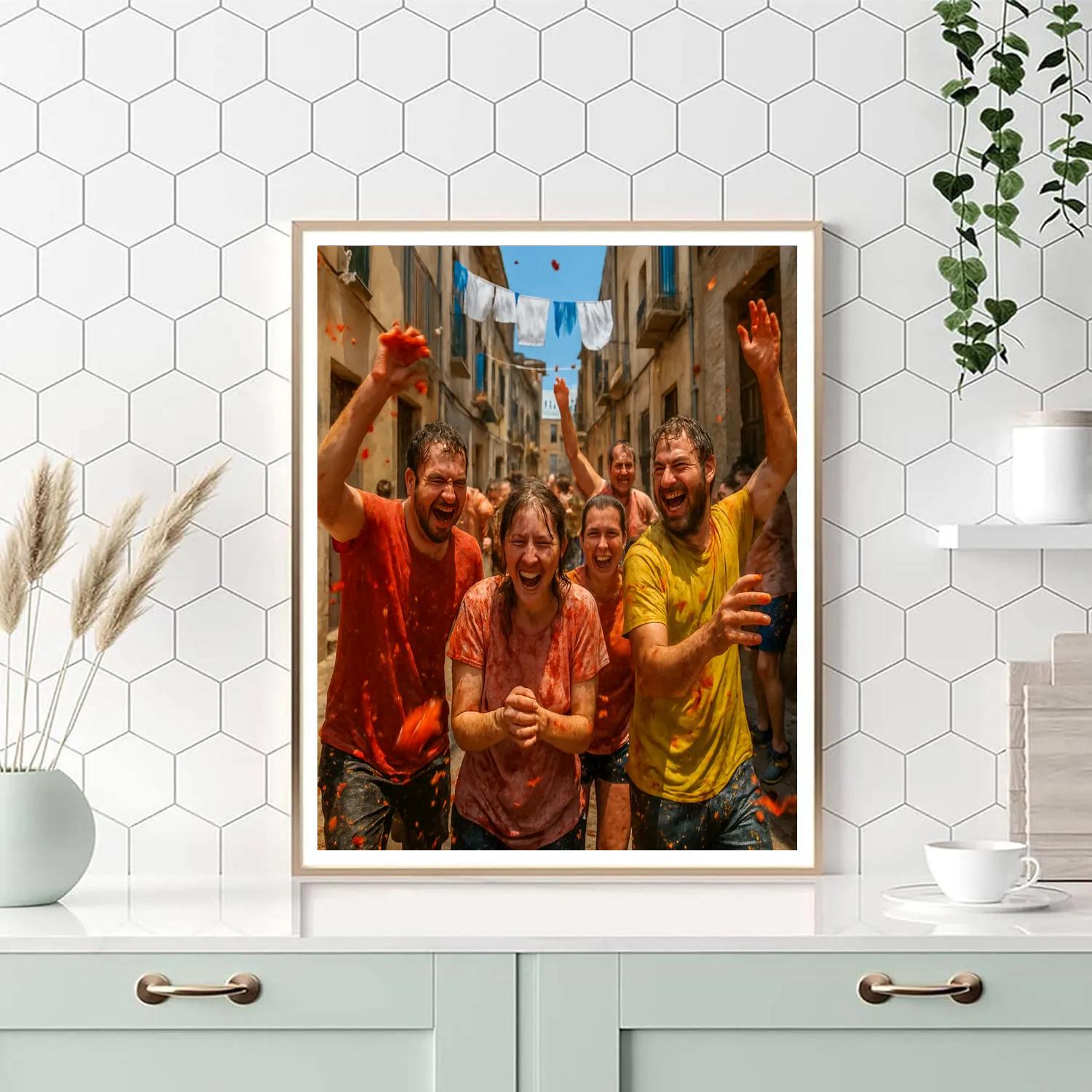 La Tomatina Tomato Fight In Buñol Spain paint by numbers