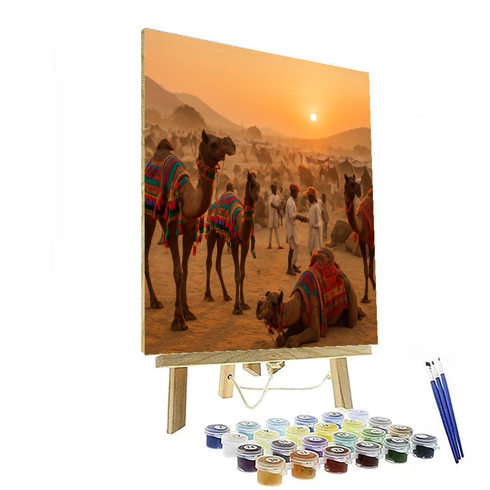 Pushkar Camel Fair At Sunrise In India Paint by numbers kits