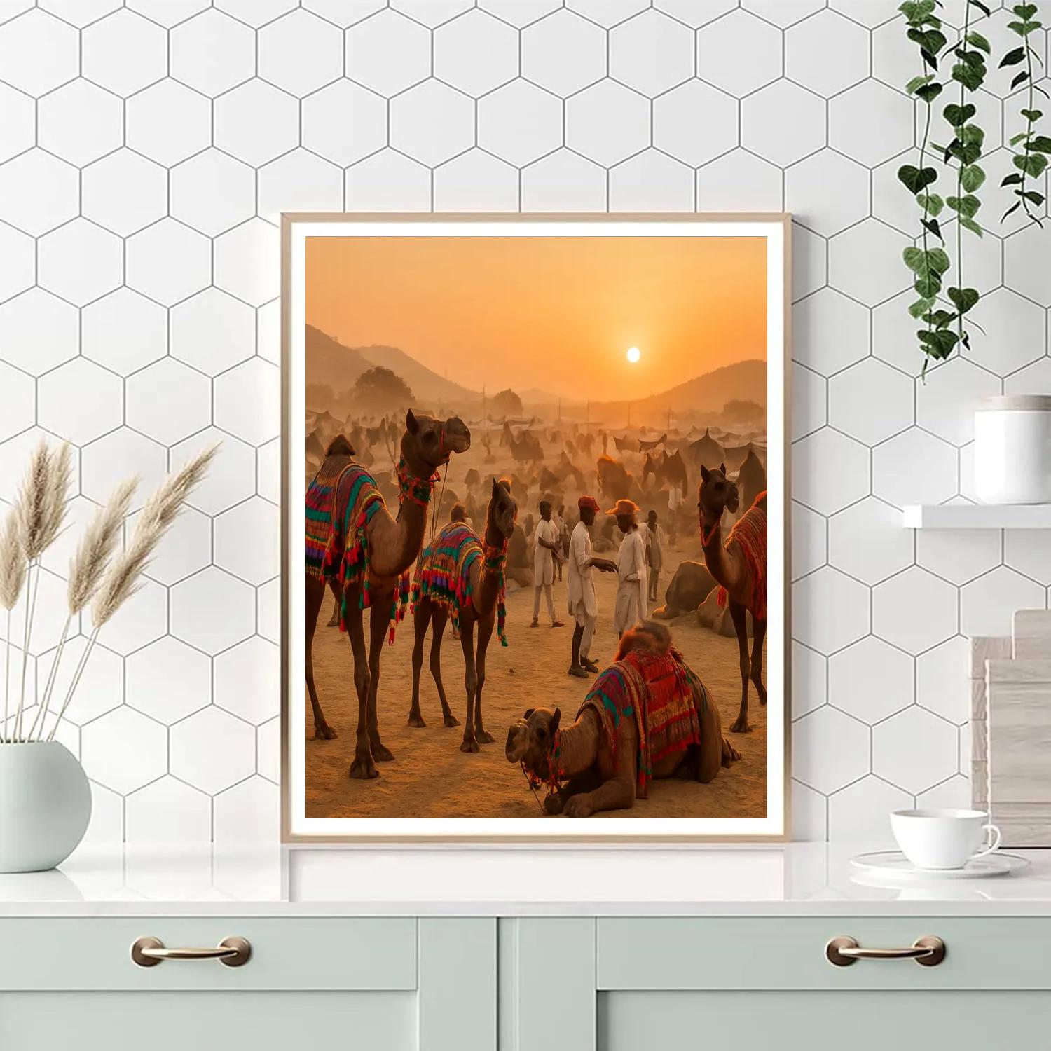 Pushkar Camel Fair At Sunrise In India Paint by numbers kits