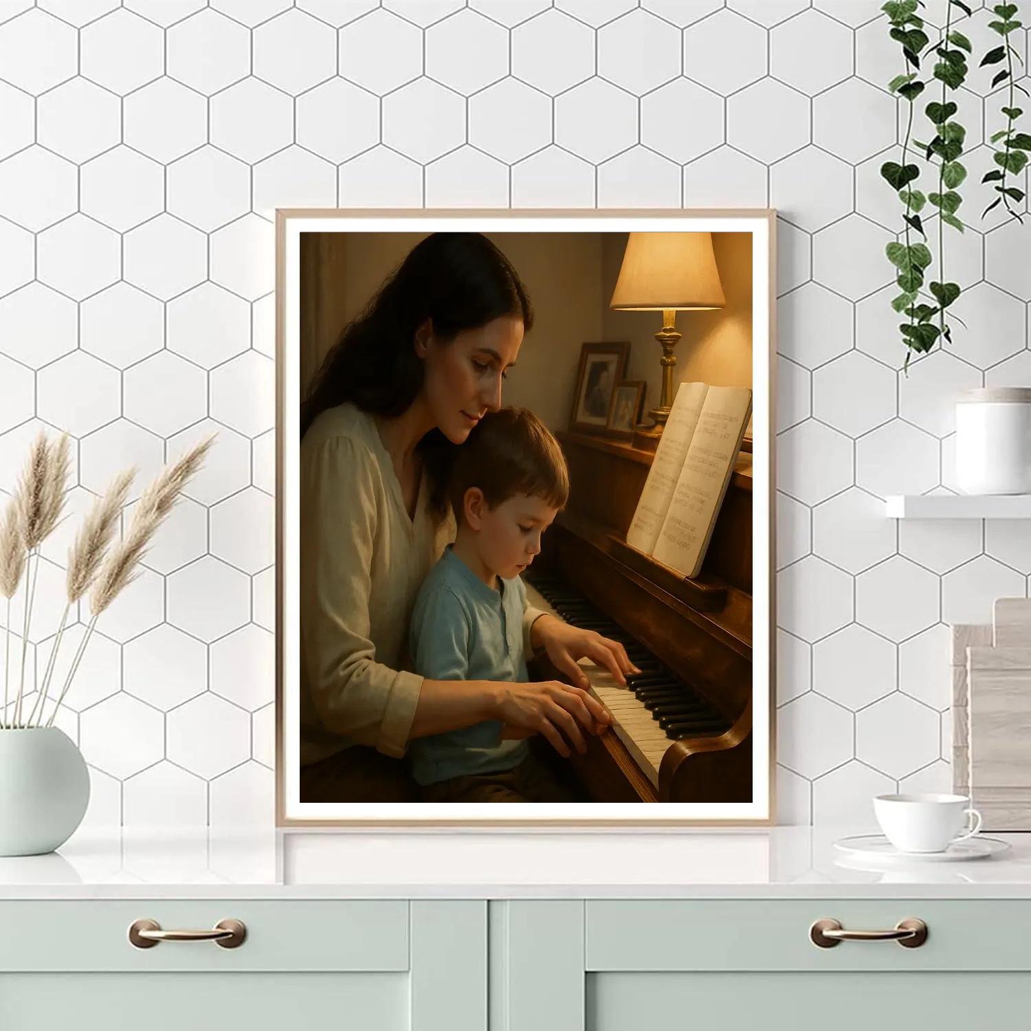 Quiet Piano Lesson Moment Numbered painting kits