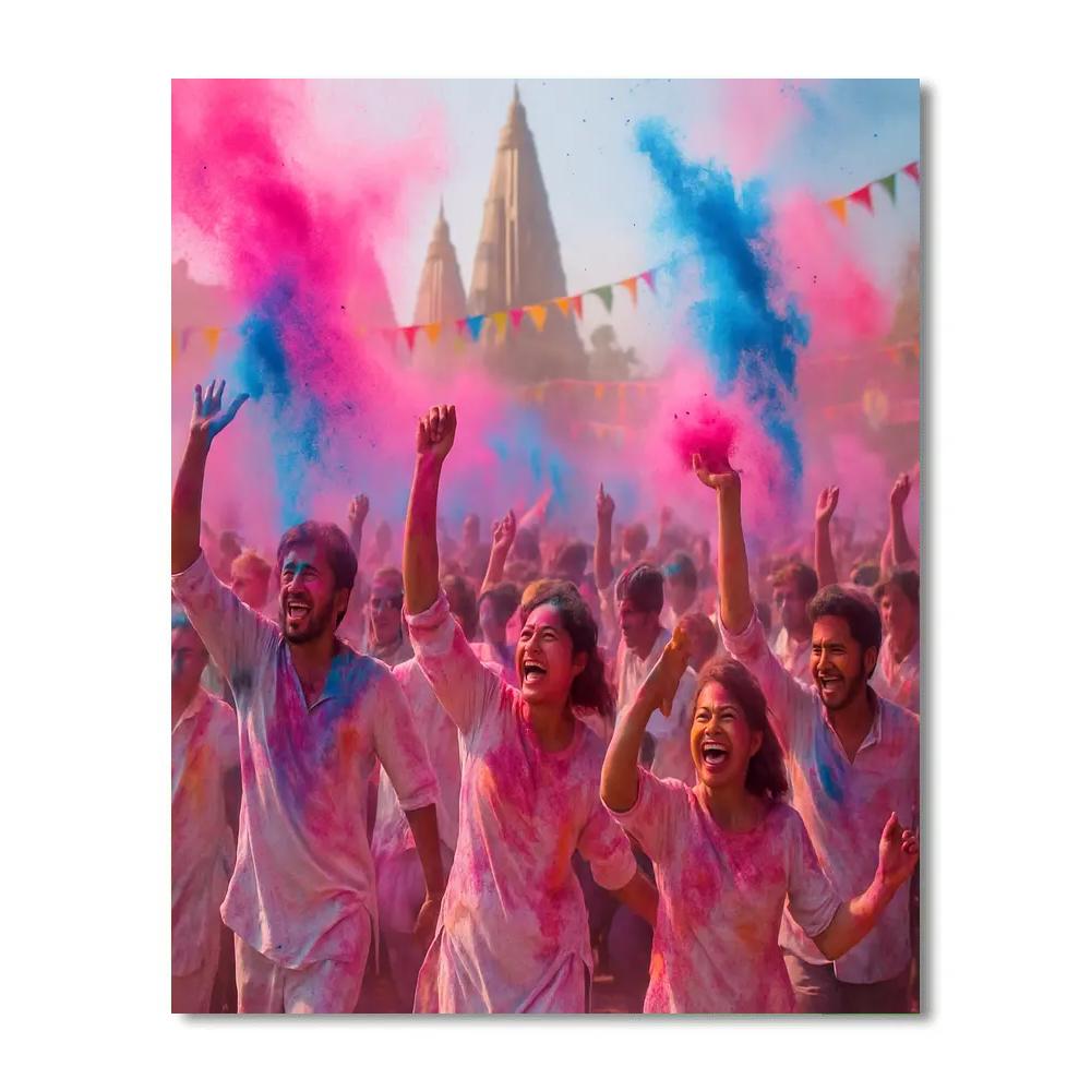 Holi Festival Color Throw In Mathura India paint by numbers