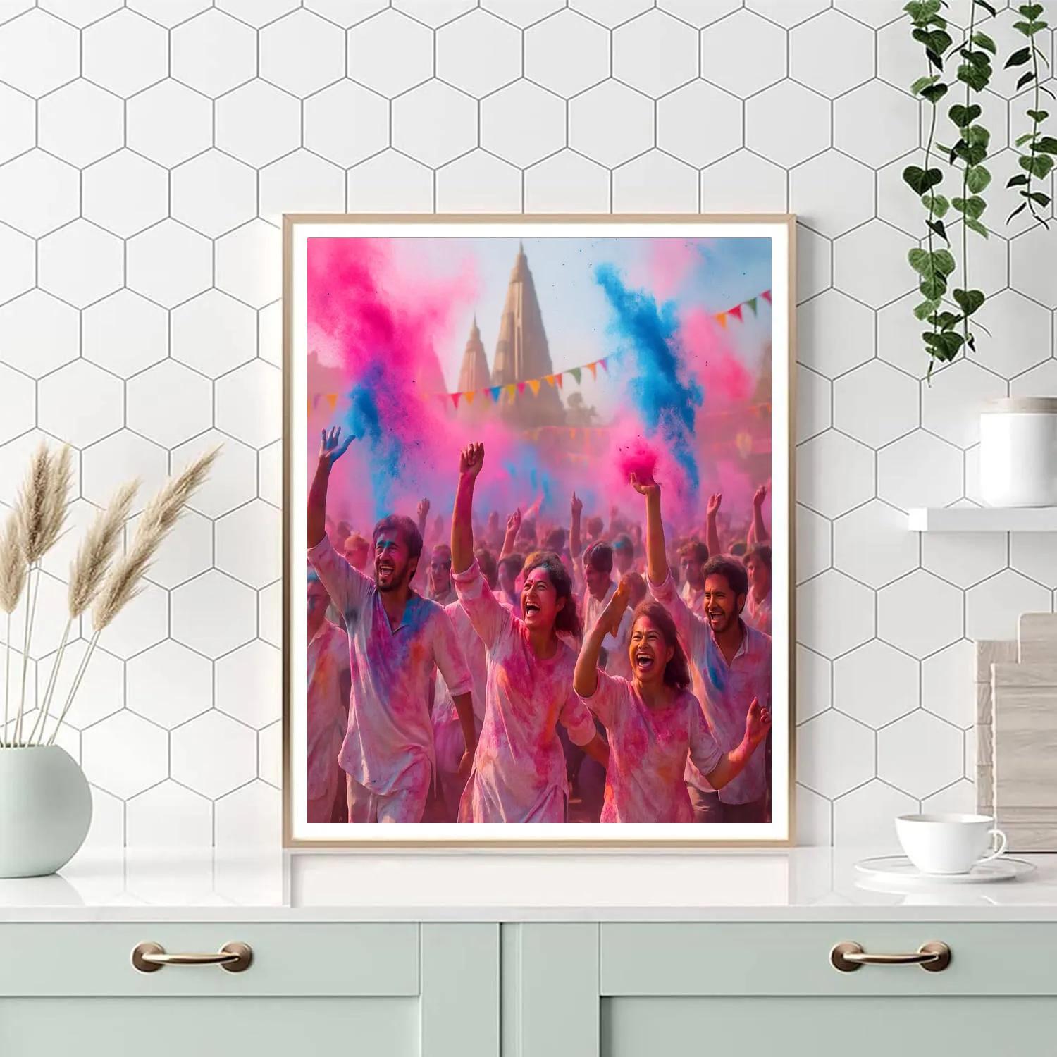 Holi Festival Color Throw In Mathura India paint by numbers