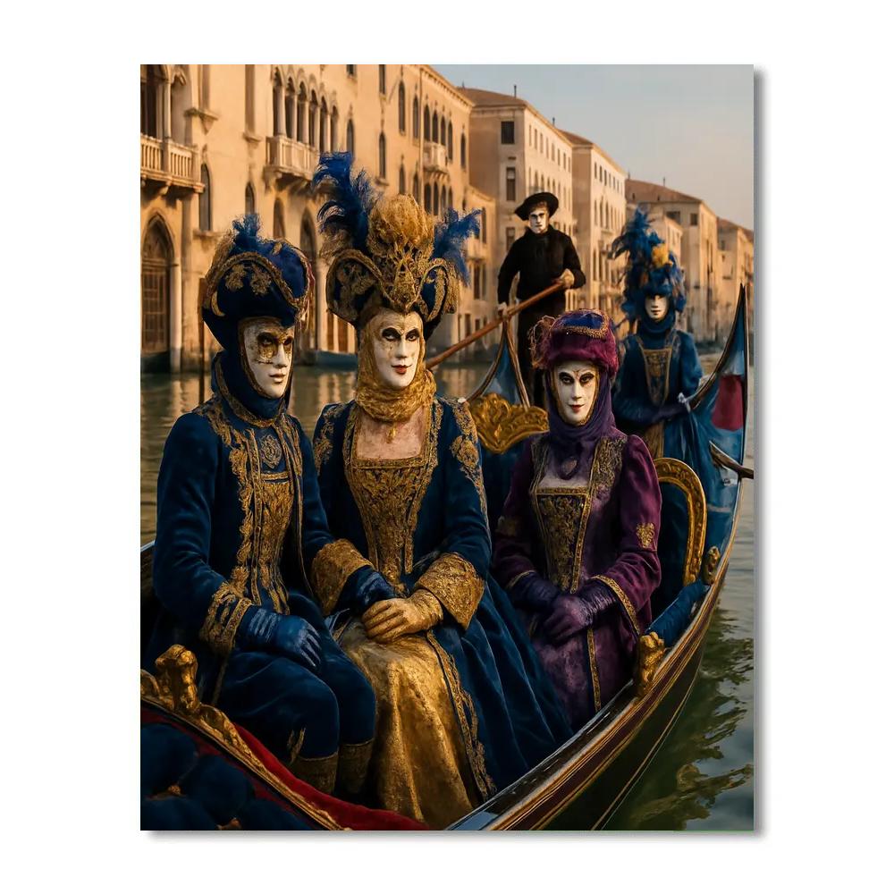 Venice Carnival Masquerade On Grand Canal Number painting