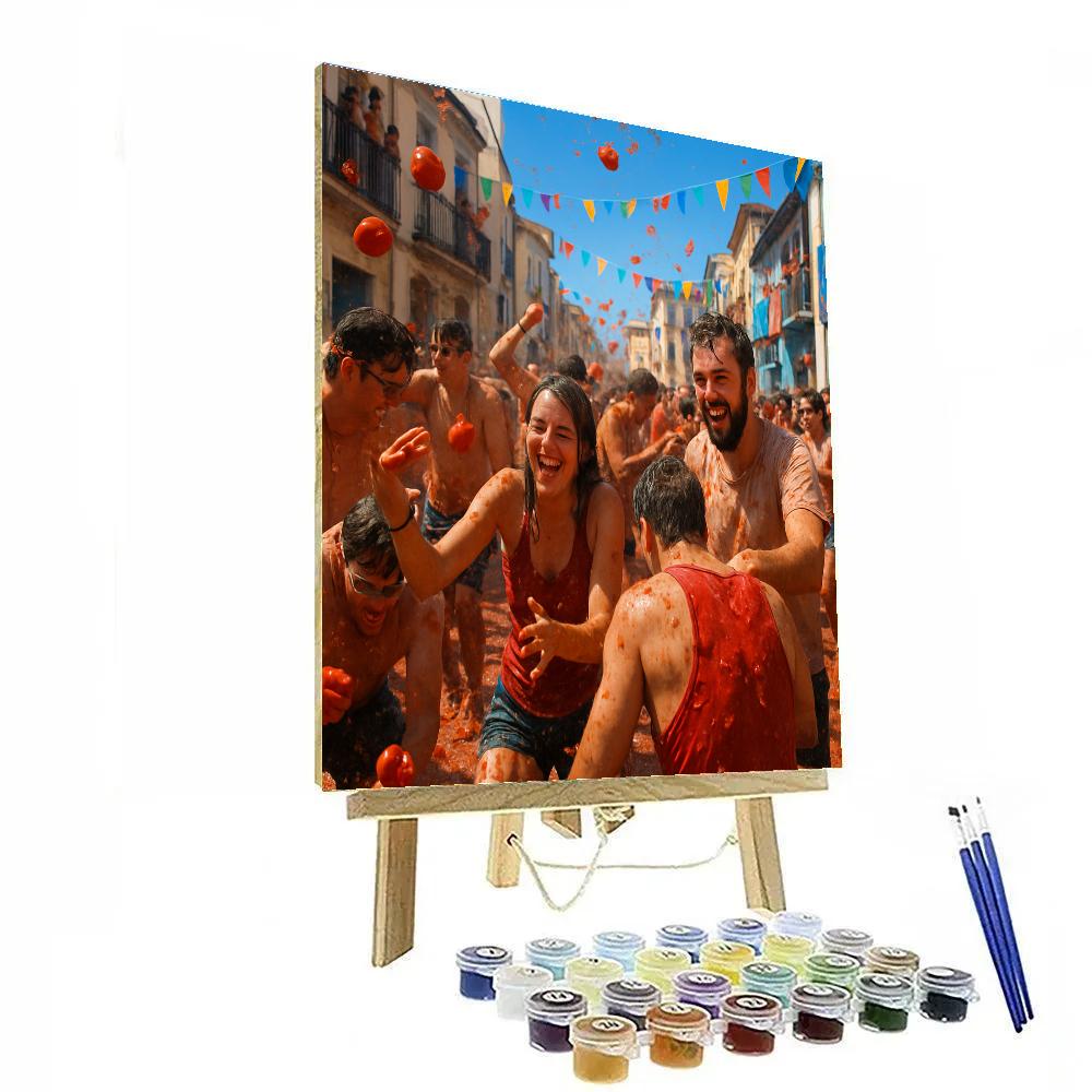 La Tomatina Tomato Battle Paint by numbers kits