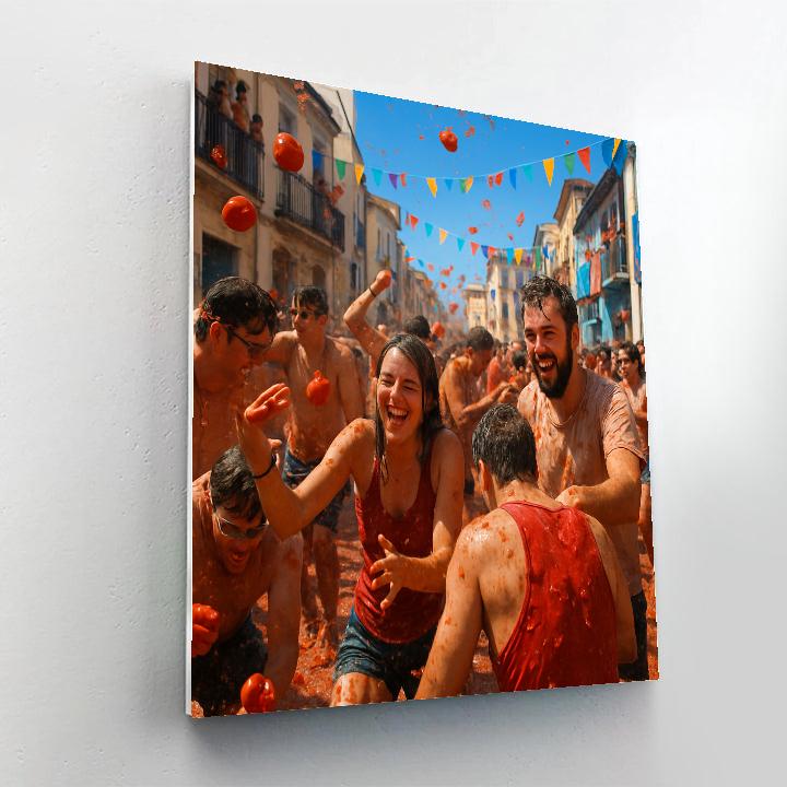 La Tomatina Tomato Battle Paint by numbers kits
