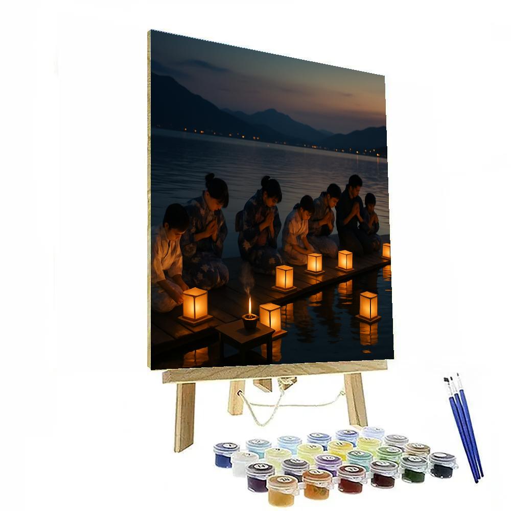 Obon Lantern Floating On Lake Biwa Numbered painting kits