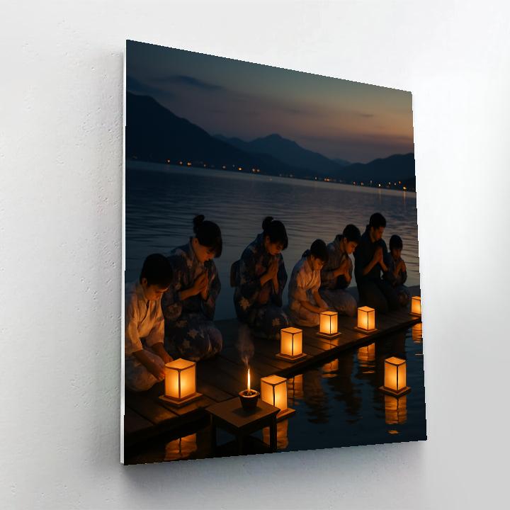 Obon Lantern Floating On Lake Biwa Numbered painting kits
