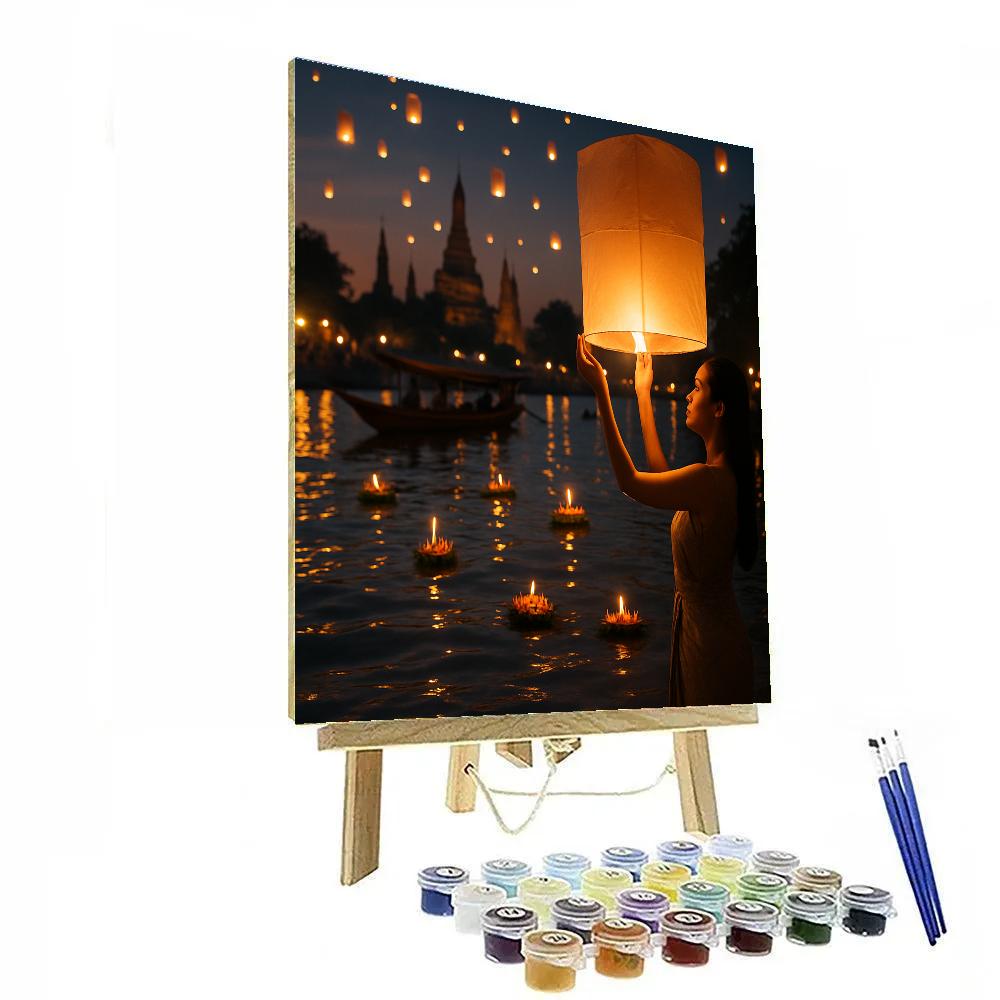 Floating Light Loy Krathong painting number kit