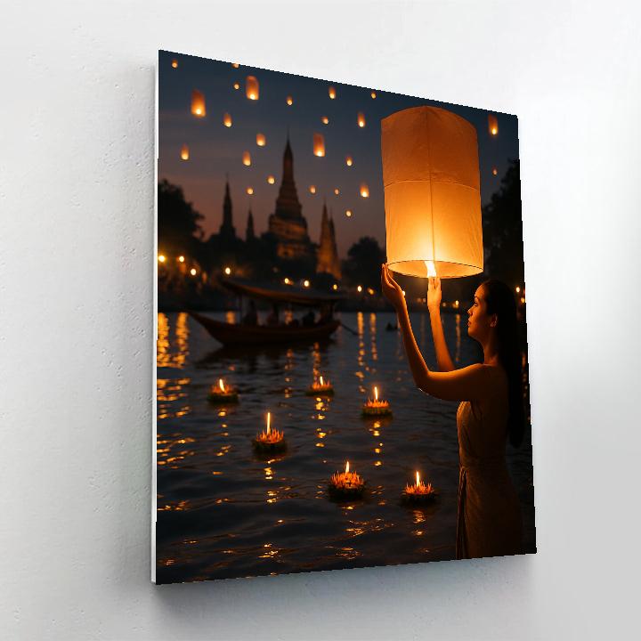Floating Light Loy Krathong painting number kit