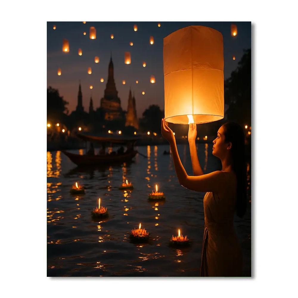 Floating Light Loy Krathong painting number kit
