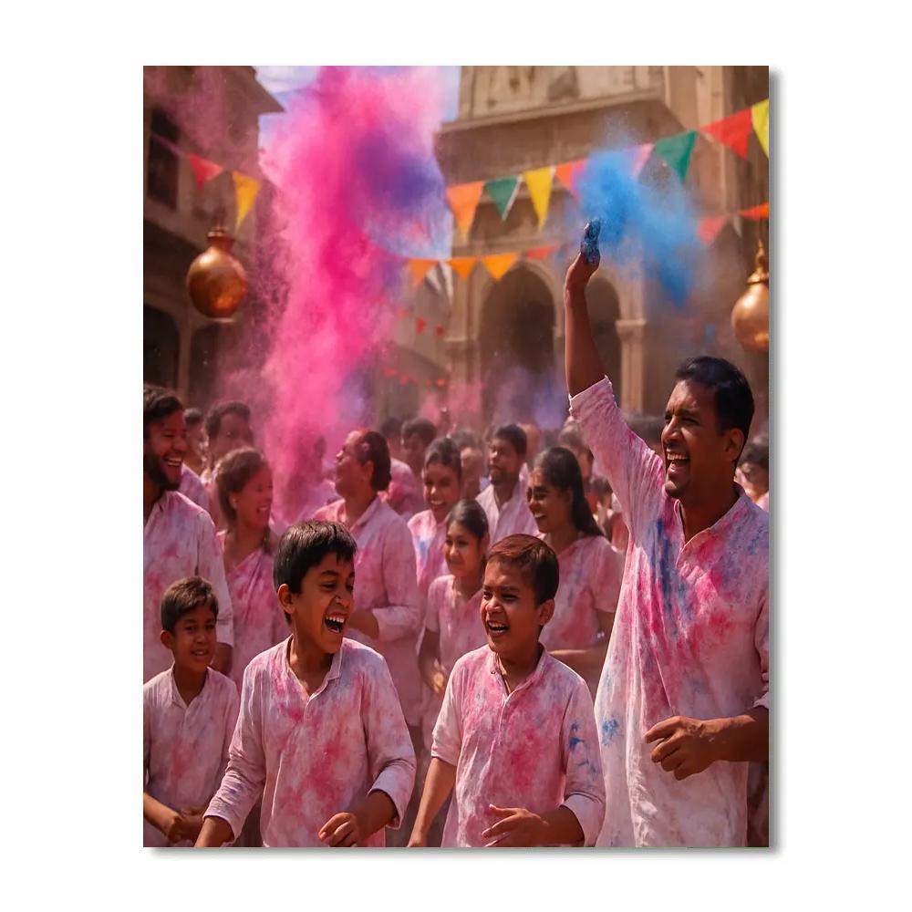 Holi Celebration In Mathura paint by number