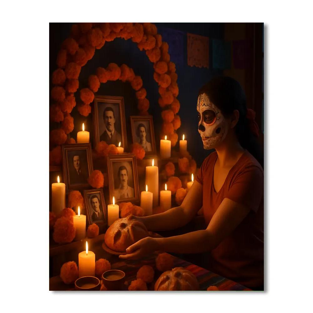 Día De Muertos Ofrenda Interior paint by color