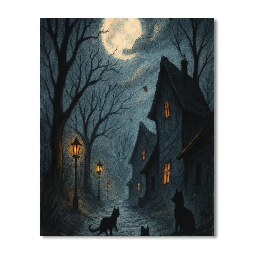 Halloween Moonlit Hollow Halloween DIY paint by numbers
