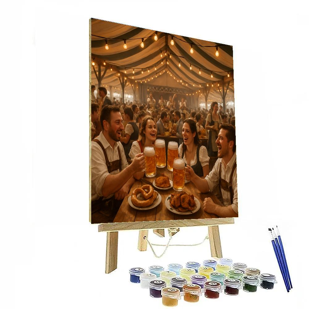 Oktoberfest Beer Tent Long Table Number painting