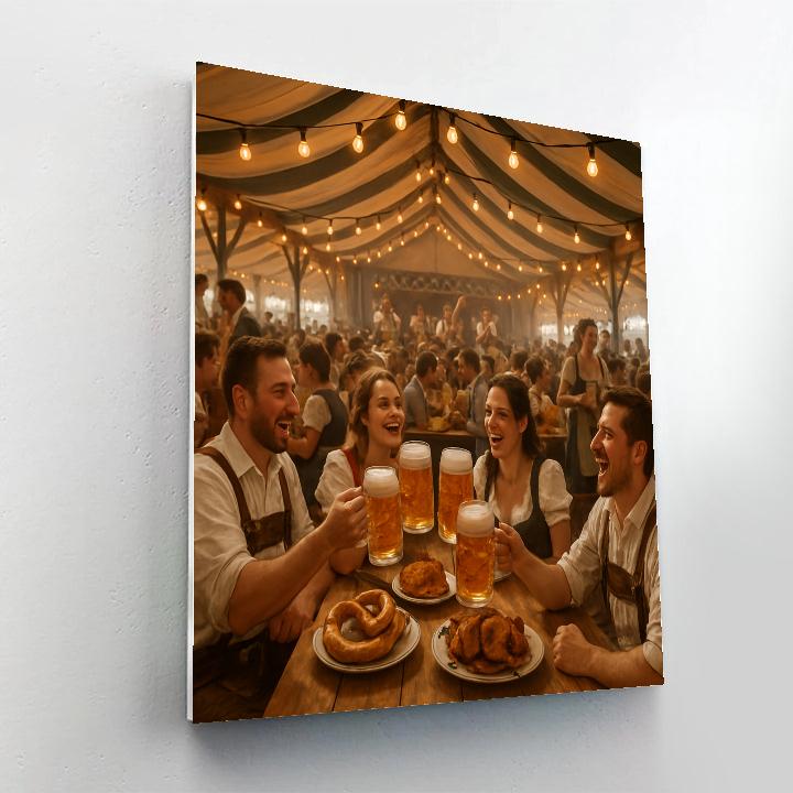 Oktoberfest Beer Tent Long Table Number painting