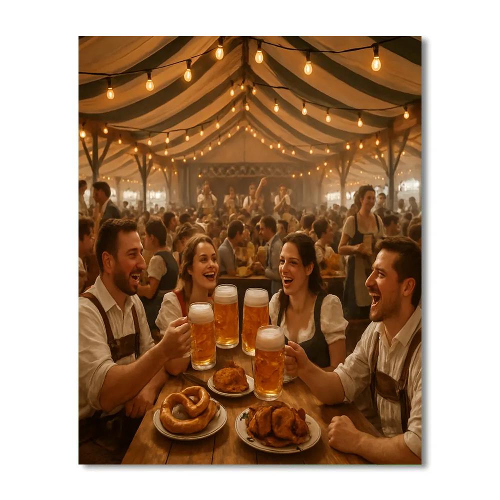Oktoberfest Beer Tent Long Table Number painting