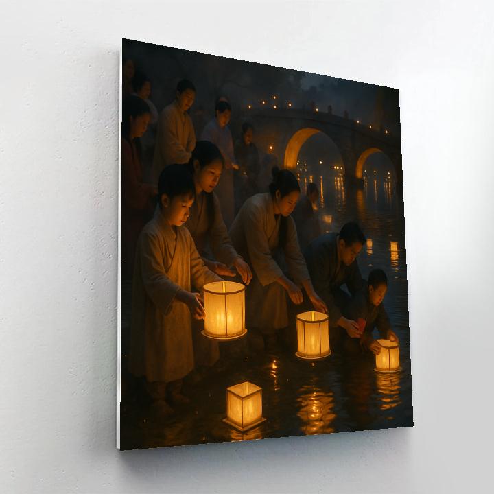 Lantern Festival Riverside Release Painting by numbers kit