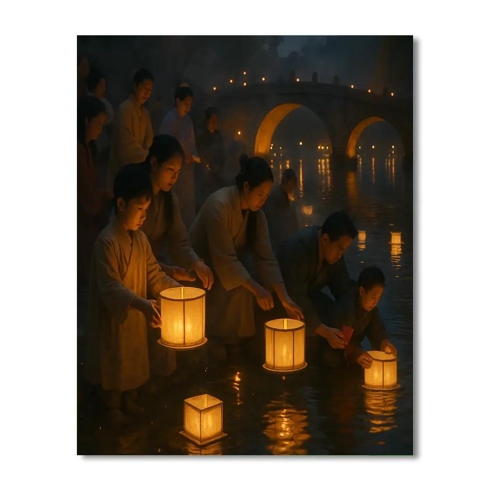 Lantern Festival Riverside Release Painting by numbers kit