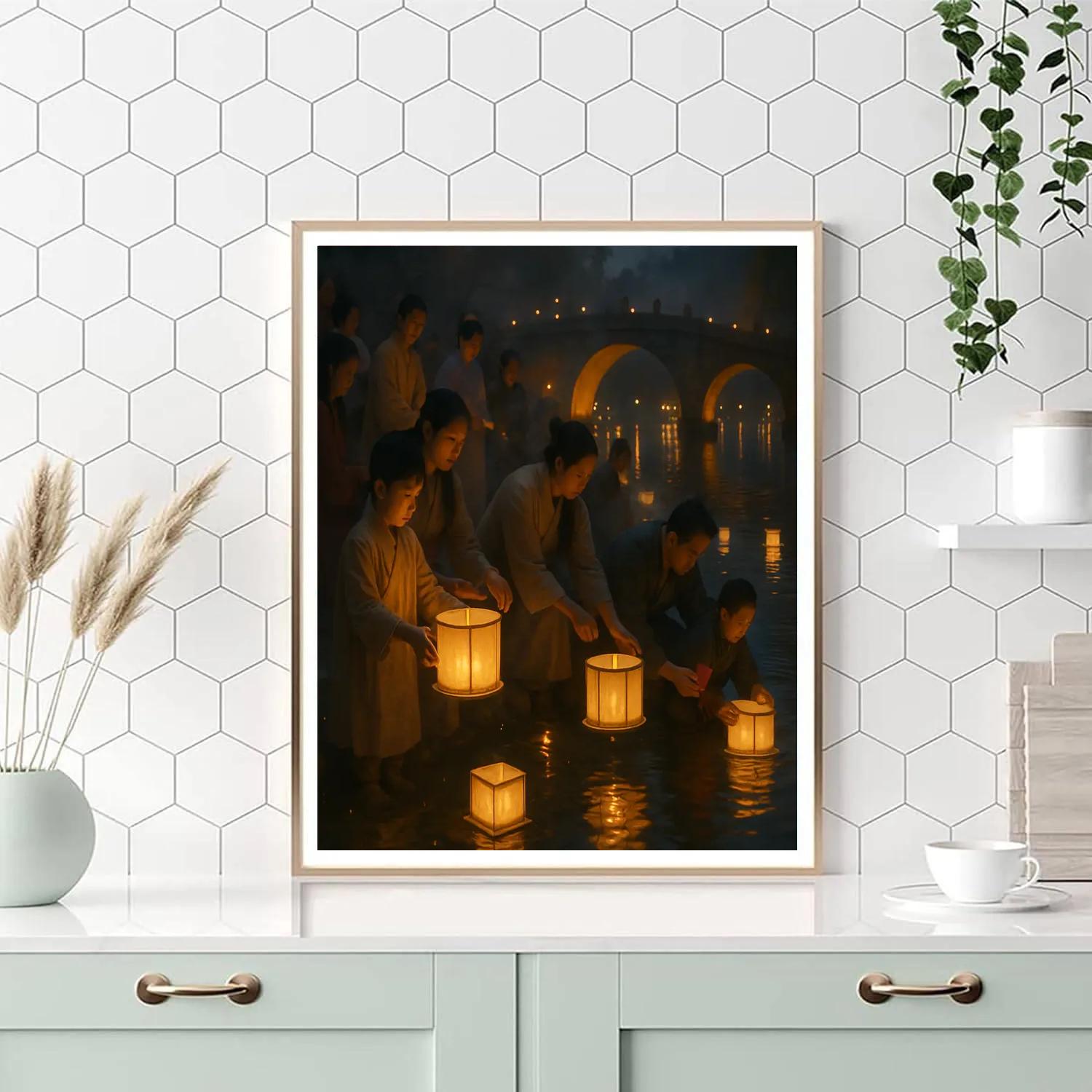 Lantern Festival Riverside Release Painting by numbers kit