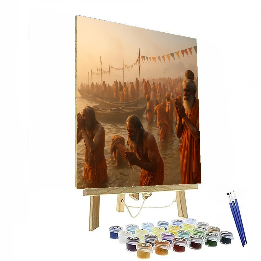 Kumbh Mela Pilgrims At Dawn paint by color
