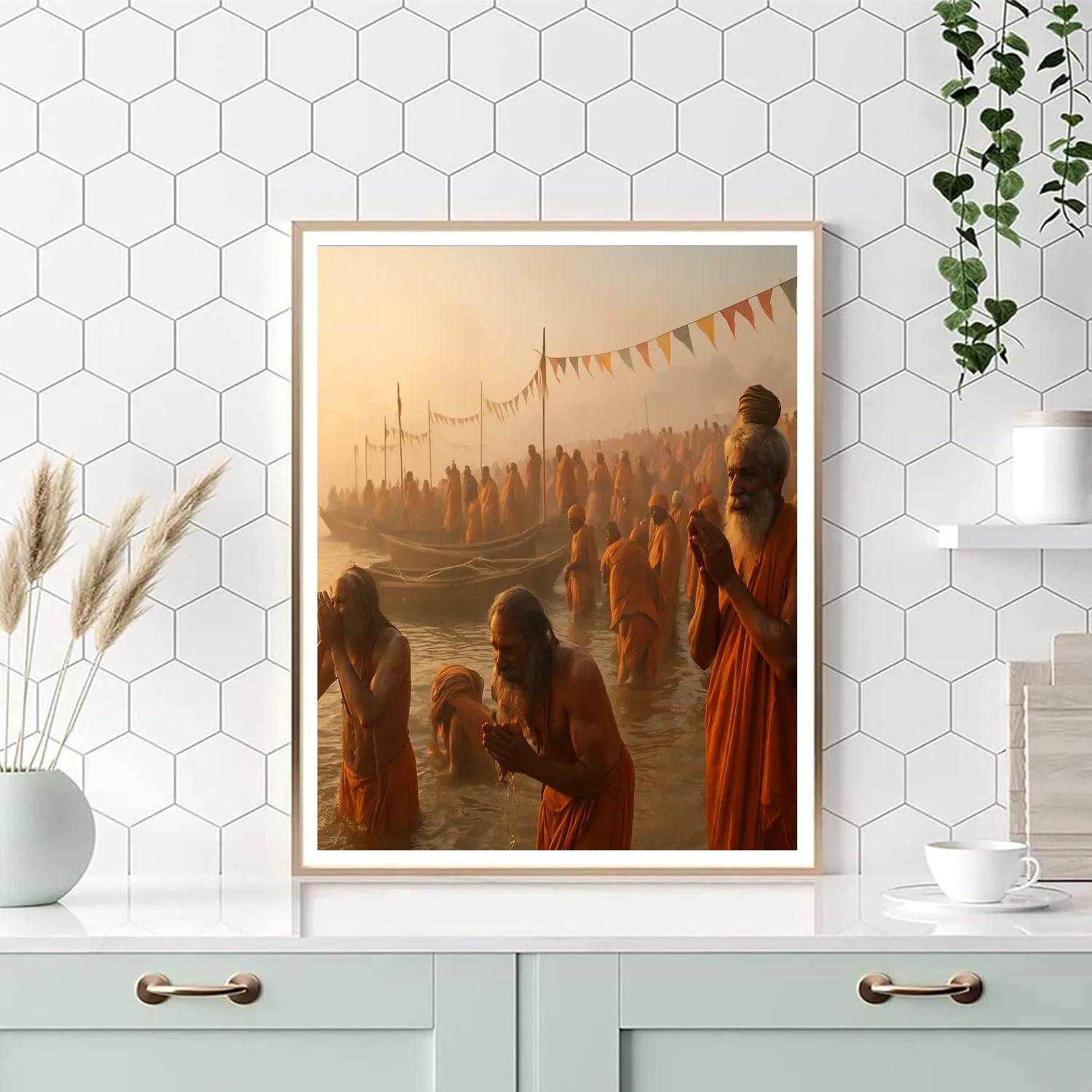 Kumbh Mela Pilgrims At Dawn paint by color