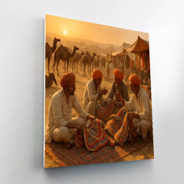 Pushkar Camel Fair Sunset Market Paint by numbers kits