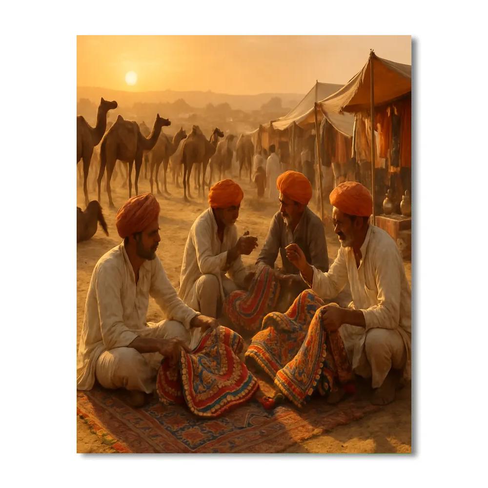 Pushkar Camel Fair Sunset Market Paint by numbers kits