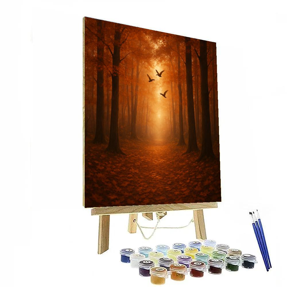 Autumn Forest Ember Path Autumn paint by number