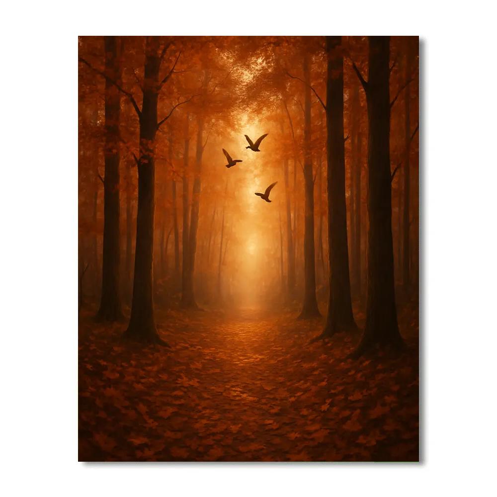 Autumn Forest Ember Path Autumn paint by number