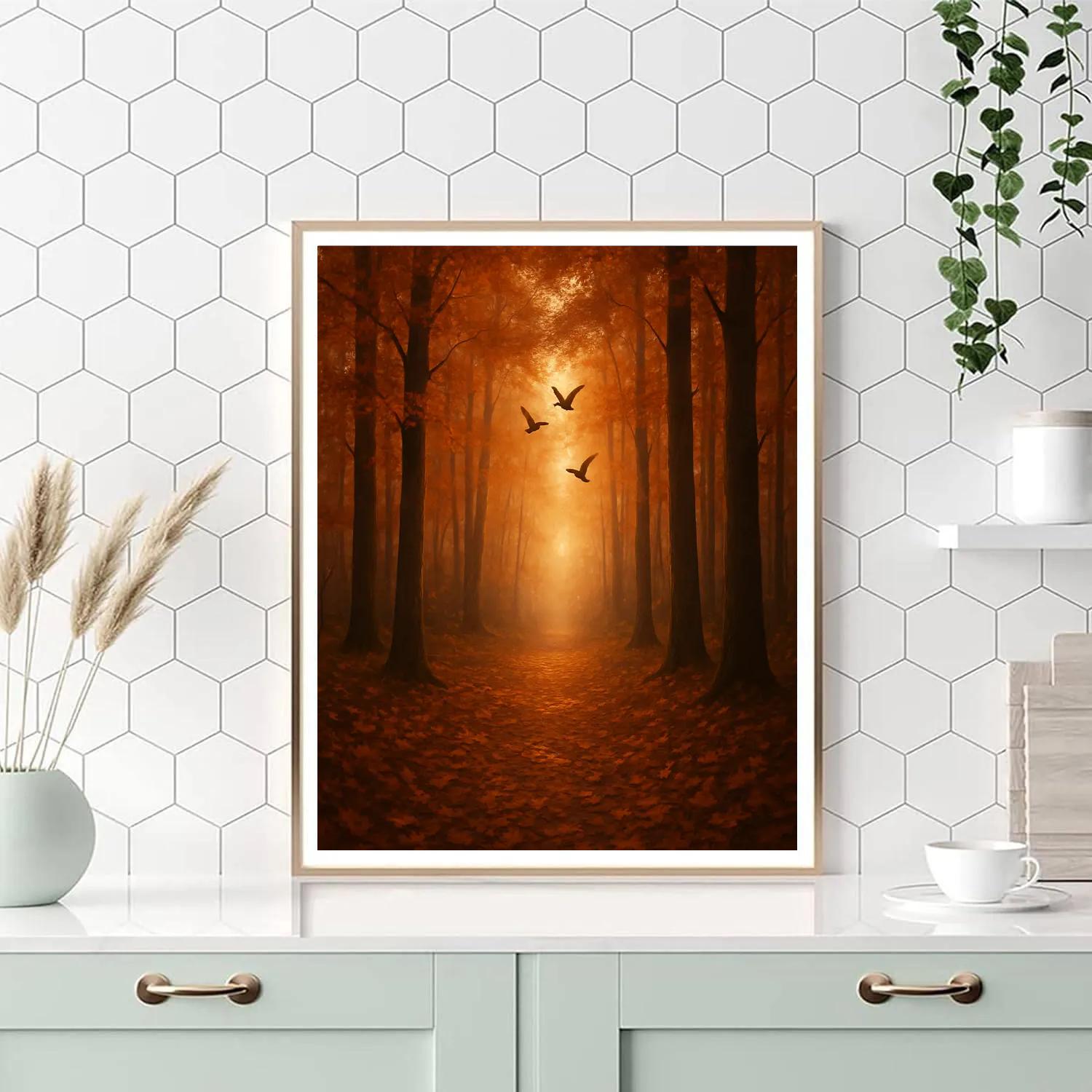 Autumn Forest Ember Path Autumn paint by number