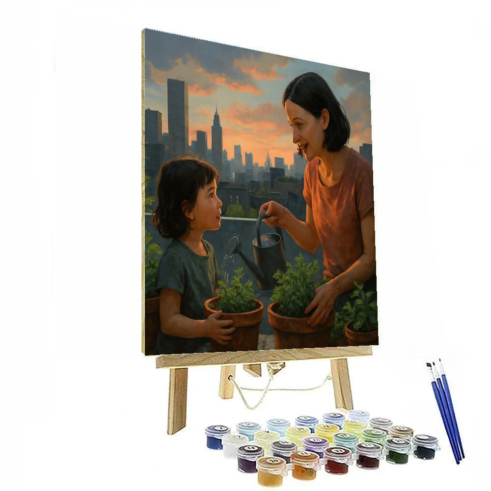 City Rooftop Garden Moment Paint by numbers kits