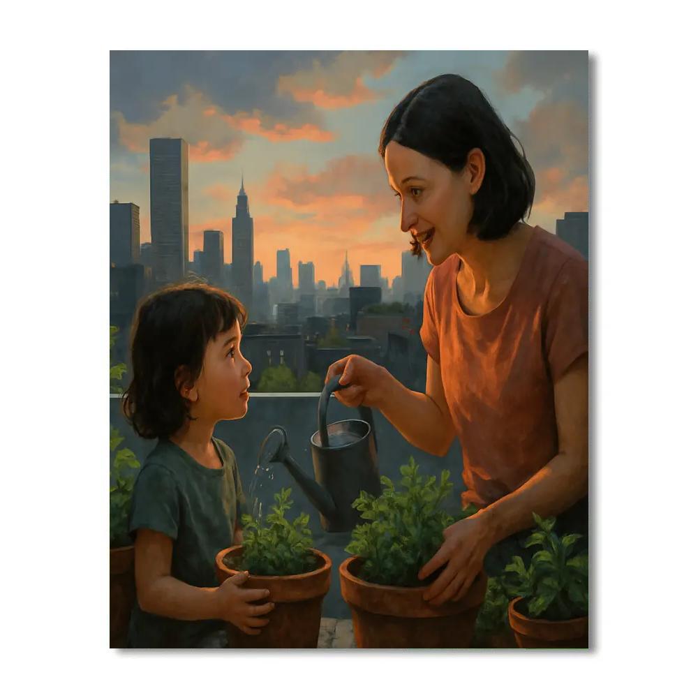 City Rooftop Garden Moment Paint by numbers kits