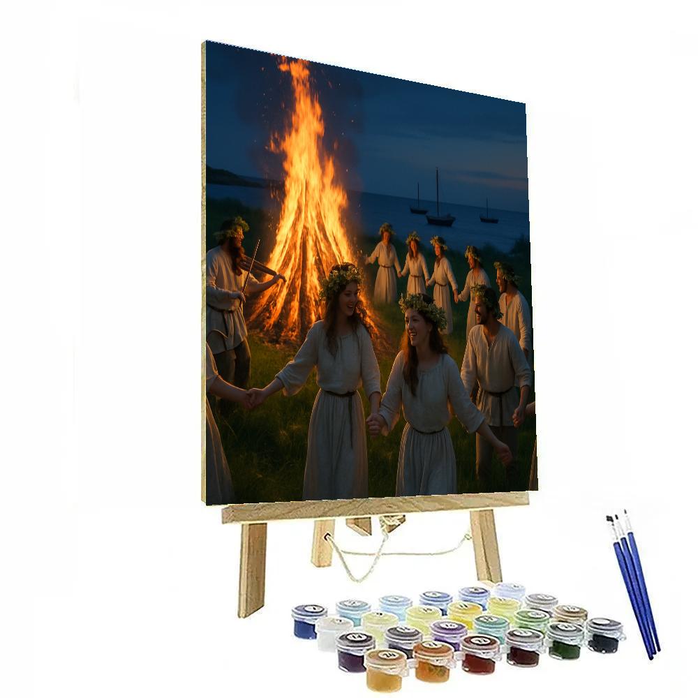 Midsummer Bonfire By The Baltic Sea Number painting