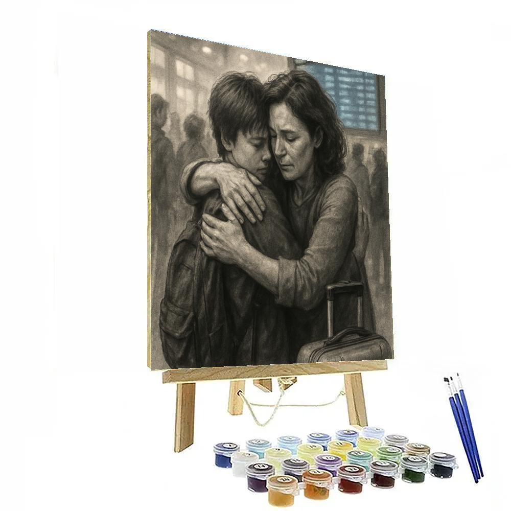 Quiet Airport Goodbye Hug painting number kit